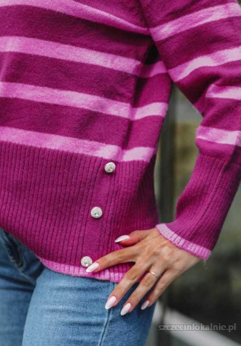 Sweter W Paski Frances Różowy