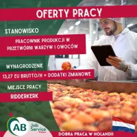 PRACOWNIK PRODUKCJI W PRZETWÓRNI WARZYW I OWOCÓW W HOLANDII (M/K)