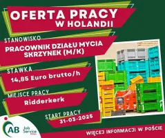 PRACOWNIK DZIAŁU MYCIA SKRZYNEK (M/K) PRACOWNIK DZIAŁU MYCIA SKRZYNEK (M/K)